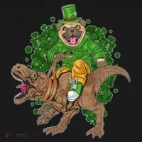 Funny St Patrick Pug On T-Rex Bucket Hat thumb 4