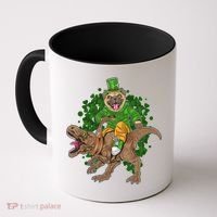 Funny St Patrick Pug On T-Rex Coffee Mug thumb 0