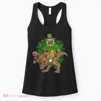Funny St Patrick Pug On T-Rex Women's Tank Top thumb 0