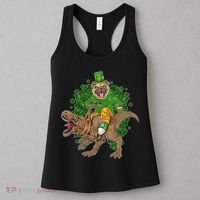 Funny St Patrick Pug On T-Rex Women's Tank Top thumb 3