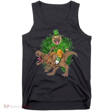 Funny St Patrick Pug On T-Rex Tank Top