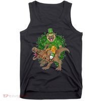 Funny St Patrick Pug On T-Rex Tank Top thumb 0
