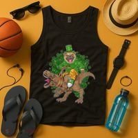 Funny St Patrick Pug On T-Rex Tank Top thumb 4