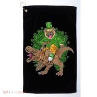 Funny St Patrick Pug On T-Rex Golf Towel thumb 0