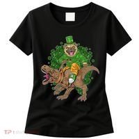 Funny St Patrick Pug On T-Rex Women's T-Shirt thumb 0