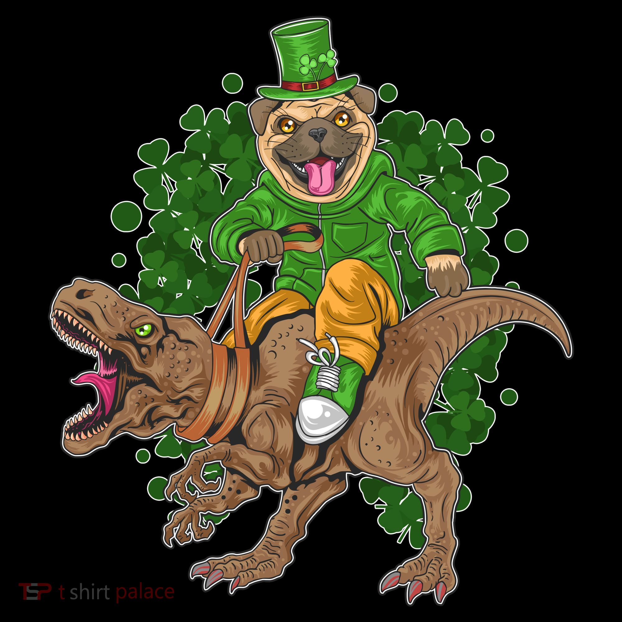 Funny St Patrick Pug On T-Rex Kids Sweatshirt