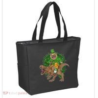 Funny St Patrick Pug On T-Rex Tote Bag thumb 2