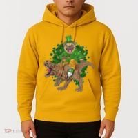 Funny St Patrick Pug On T-Rex Hoodie thumb 2