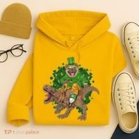 Funny St Patrick Pug On T-Rex Hoodie thumb 4