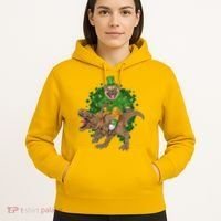 Funny St Patrick Pug On T-Rex Hoodie thumb 5