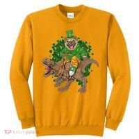 Funny St Patrick Pug On T-Rex Sweatshirt thumb 0
