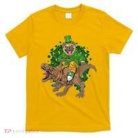 Funny St Patrick Pug On T-Rex T-Shirt thumb 0