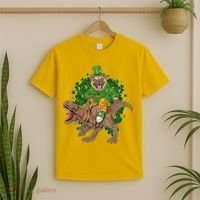 Funny St Patrick Pug On T-Rex T-Shirt thumb 2