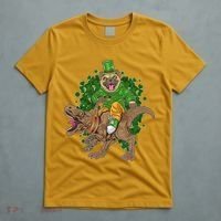 Funny St Patrick Pug On T-Rex T-Shirt thumb 5