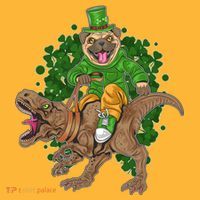 Funny St Patrick Pug On T-Rex Baby Bodysuit thumb 2