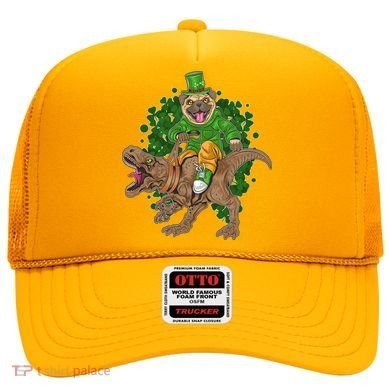 Funny St Patrick Pug On T-Rex Hat