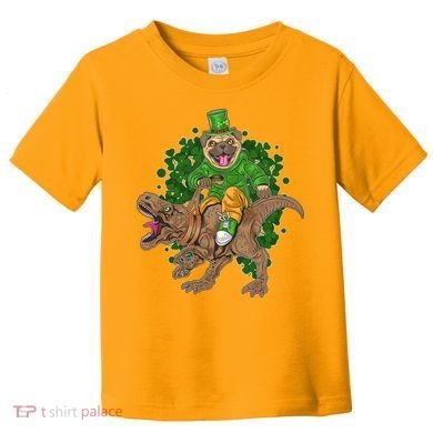 Funny St Patrick Pug On T-Rex Toddler T-Shirt