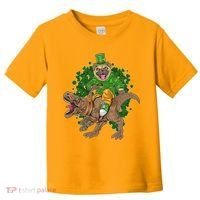 Funny St Patrick Pug On T-Rex Toddler T-Shirt thumb 0