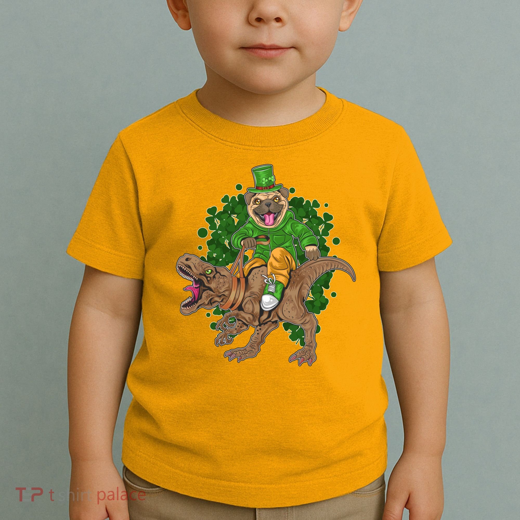 Funny St Patrick Pug On T-Rex Toddler T-Shirt