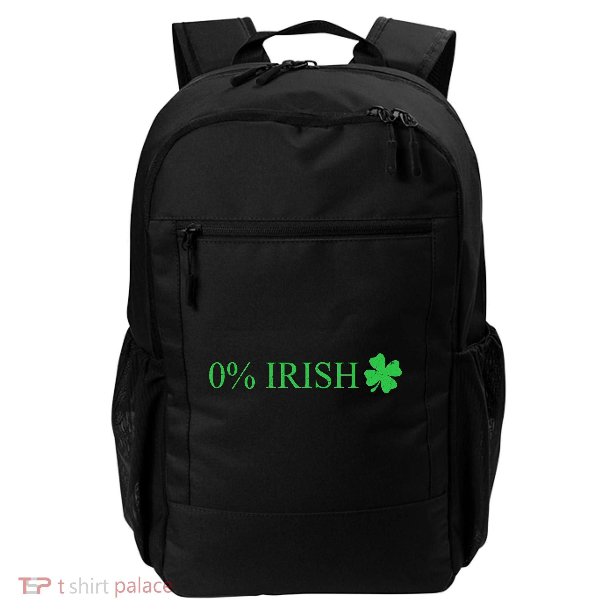 Funny St Patrick's Day 0 Percent Zero Percent Irish Backpack