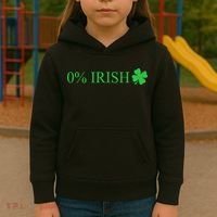 Funny St Patrick's Day 0 Percent Zero Percent Irish Kids Hoodie thumb 3