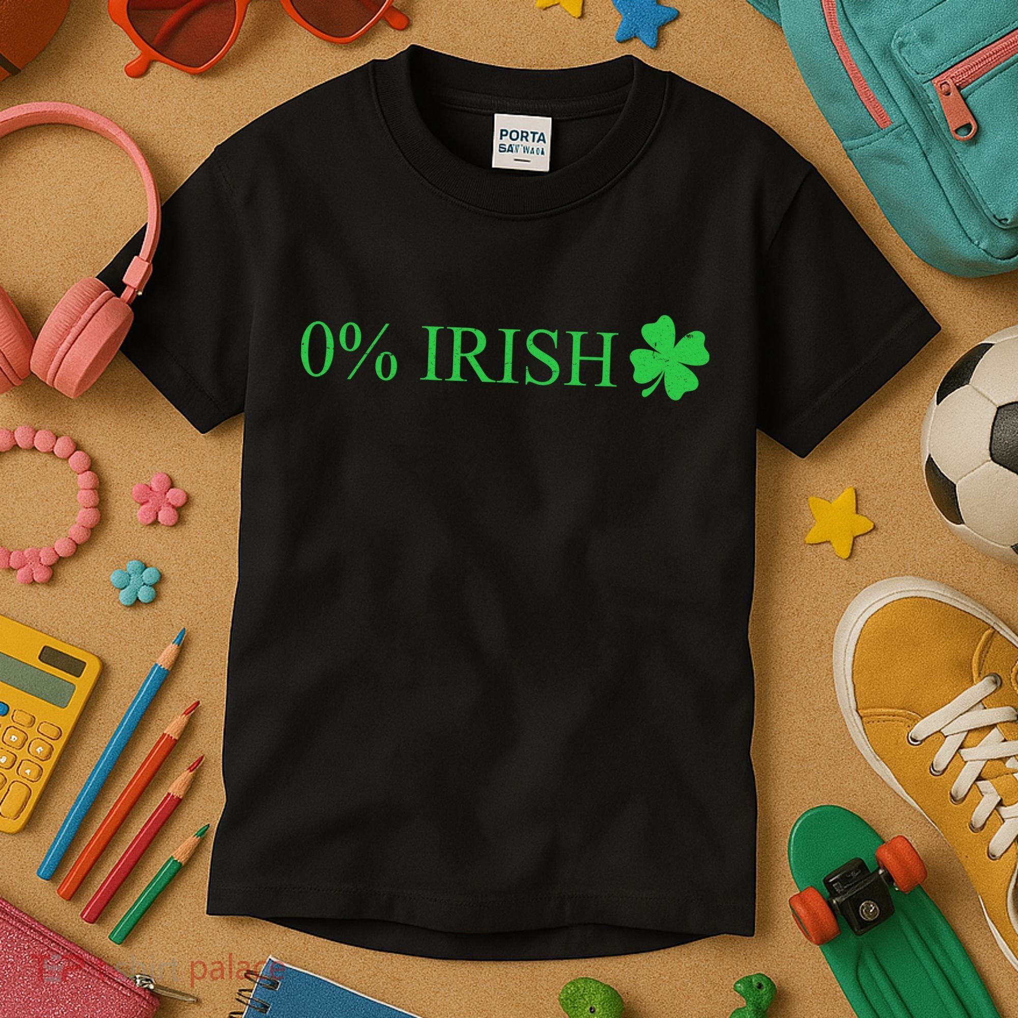 Funny St Patrick's Day 0 Percent Zero Percent Irish Kids T-Shirt