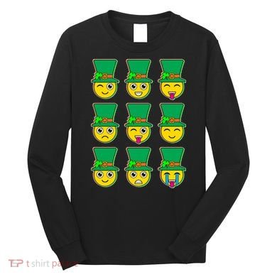 Funny St Patrick's Day Irish Emojis Long Sleeve Shirt