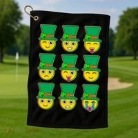 Funny St Patrick's Day Irish Emojis Golf Towel thumb 1