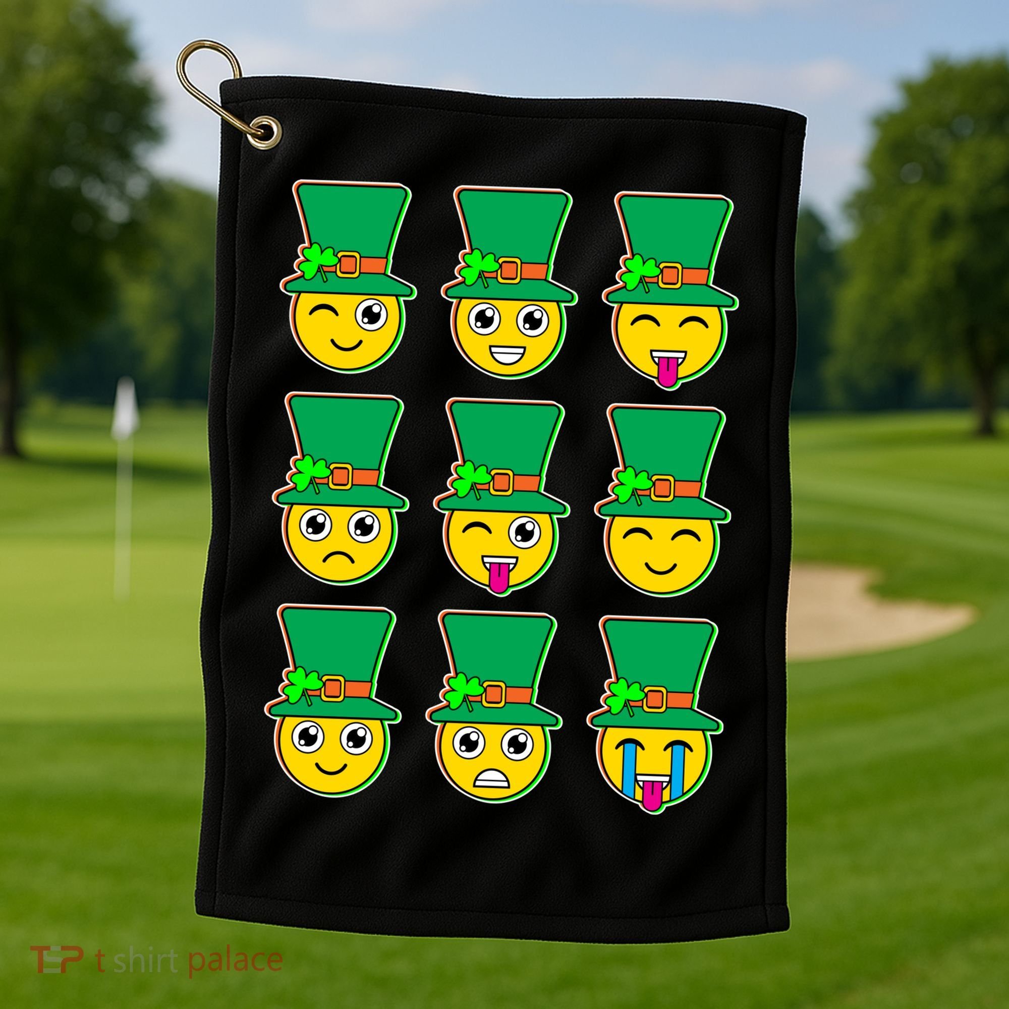 Funny St Patrick's Day Irish Emojis Golf Towel