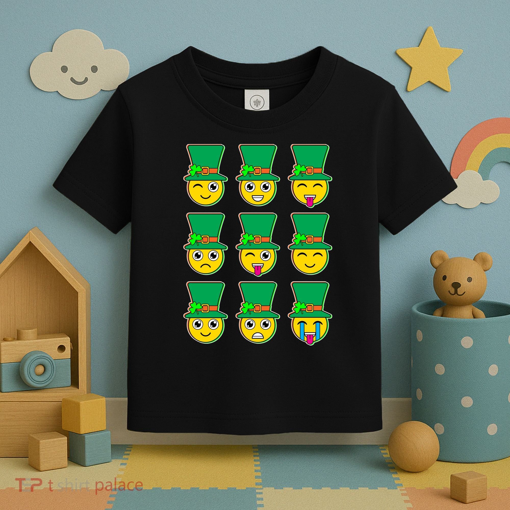 Funny St Patrick's Day Irish Emojis Toddler T-Shirt