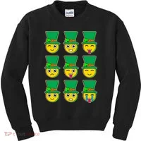 Funny St Patrick's Day Irish Emojis Kids Sweatshirt thumb 0