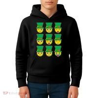 Funny St Patrick's Day Irish Emojis Kids Hoodie thumb 4