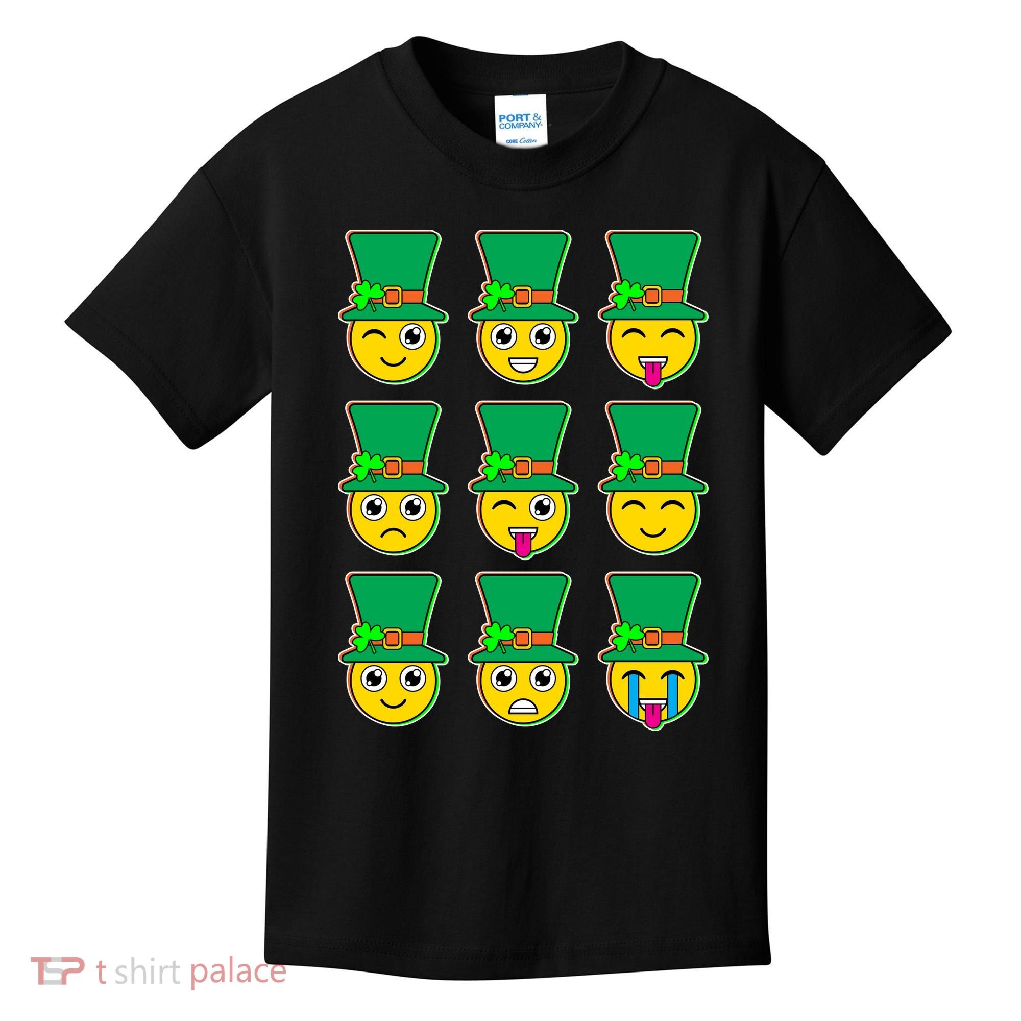 Funny St Patrick's Day Irish Emojis Kids T-Shirt