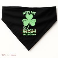 Funny St Patrick's Day Kiss Me I'm Irish Vaccinated USA-Made Doggie Bandana thumb 0