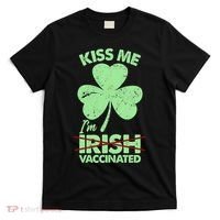 Funny St Patrick's Day Kiss Me I'm Irish Vaccinated T-Shirt thumb 0