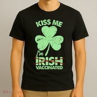Funny St Patrick's Day Kiss Me I'm Irish Vaccinated T-Shirt thumb 3