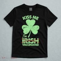 Funny St Patrick's Day Kiss Me I'm Irish Vaccinated T-Shirt thumb 5
