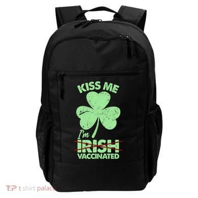 Funny St Patrick's Day Kiss Me I'm Irish Vaccinated Backpack