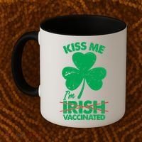Funny St Patrick's Day Kiss Me I'm Irish Vaccinated Coffee Mug thumb 2