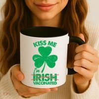 Funny St Patrick's Day Kiss Me I'm Irish Vaccinated Coffee Mug thumb 3