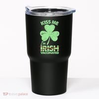 Funny St Patrick's Day Kiss Me I'm Irish Vaccinated Tumbler thumb 0