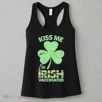Funny St Patrick's Day Kiss Me I'm Irish Vaccinated Women's Tank Top thumb 3