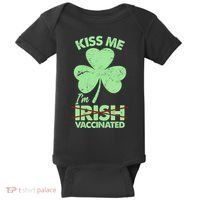 Funny St Patrick's Day Kiss Me I'm Irish Vaccinated Baby Bodysuit thumb 0