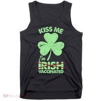 Funny St Patrick's Day Kiss Me I'm Irish Vaccinated Tank Top thumb 0