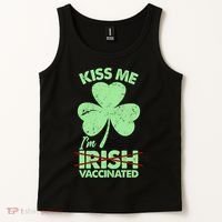 Funny St Patrick's Day Kiss Me I'm Irish Vaccinated Tank Top thumb 2