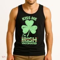 Funny St Patrick's Day Kiss Me I'm Irish Vaccinated Tank Top thumb 3