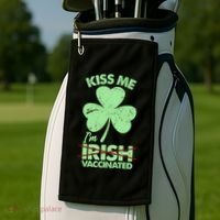 Funny St Patrick's Day Kiss Me I'm Irish Vaccinated Golf Towel thumb 2