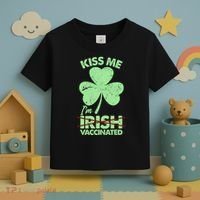 Funny St Patrick's Day Kiss Me I'm Irish Vaccinated Toddler T-Shirt thumb 3