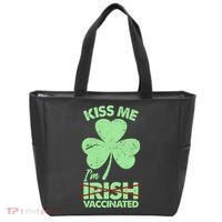 Funny St Patrick's Day Kiss Me I'm Irish Vaccinated Tote Bag thumb 0