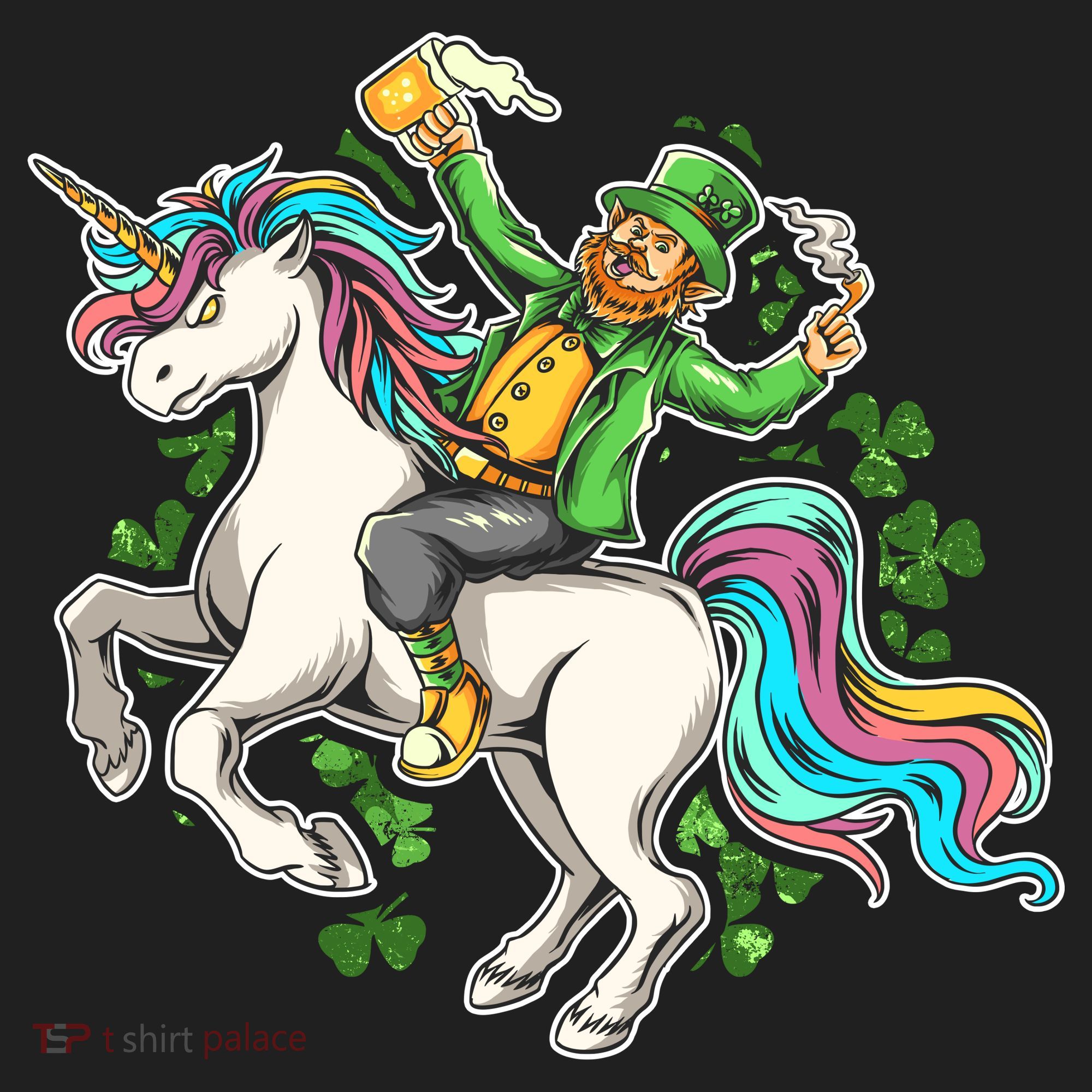 Funny St Patrick's Day Leprechaun Riding Unicorn Women's Sweatshirt
